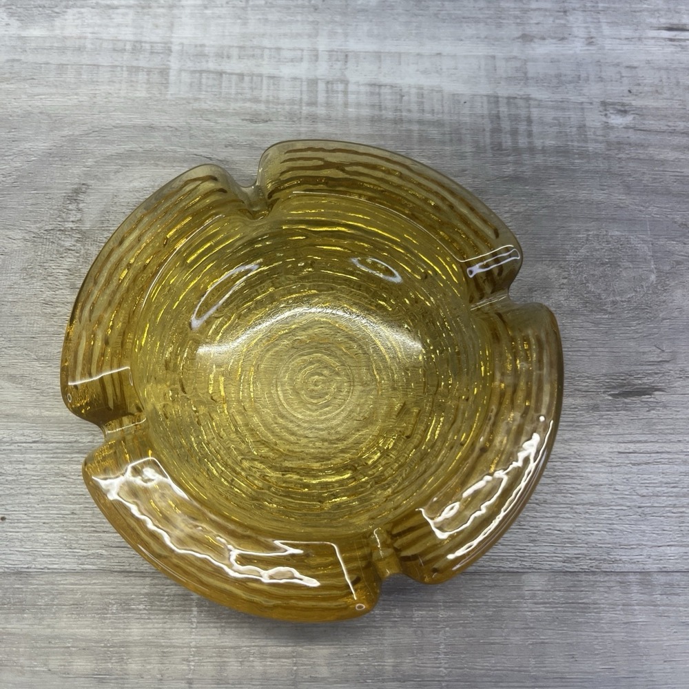 Anchor Hocking Soreno Honey Amber Ashtray 4 1/8" Textured, Round 4